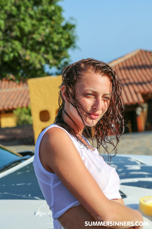 Car wash babes getting wet