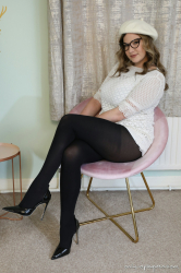 White-Minidress-Black-Opaque-Pantyhose