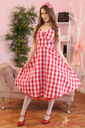 Checkered-Dress-Heels-Pantyhose-Over-Stockings