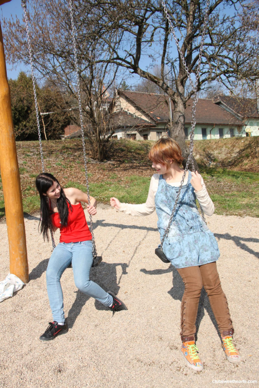 Licking each other on the playground