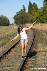 Peeing-on-a-railroad-track