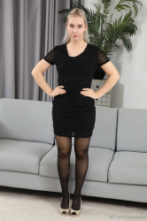 Minidress-Black-Crotchless-Pantyhose