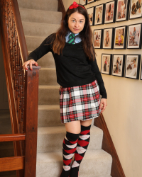 Plaid Miniskirt Thigh High Socks