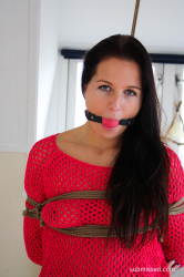 Lena-on-a-string-and-ballgagged