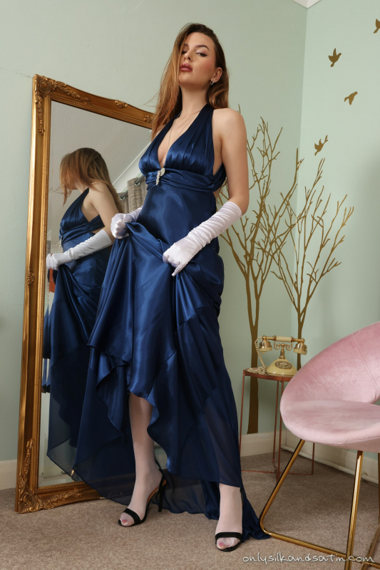 Blue Evening Gown White Stockings