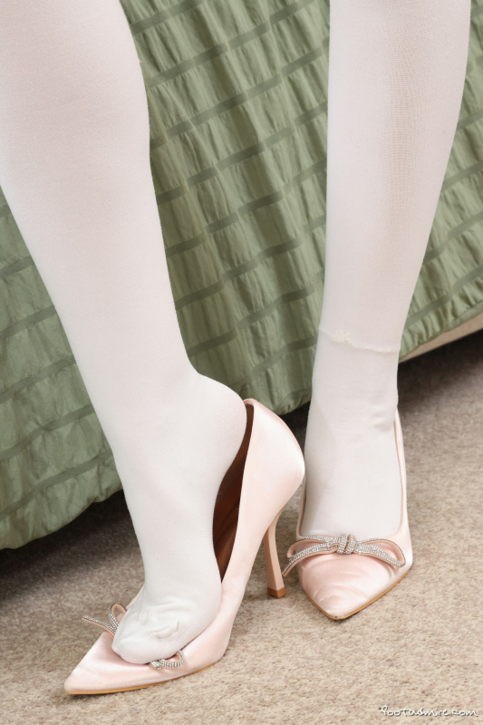 Pink Miniskirt White Opaque Tights