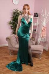 Red-Green-Evening-Gown-Black-Stockings