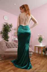 Red-Green-Evening-Gown-Black-Stockings