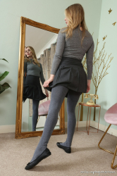 Short Skirt Grey Tights